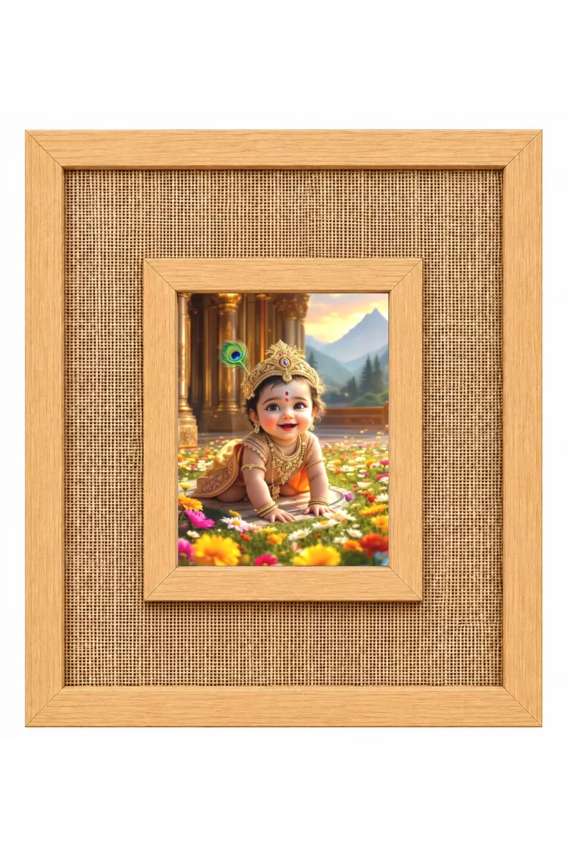 Lord Krishna Laminated Jute Wall Photo Frame, 14 X 16 Inch (F174316)