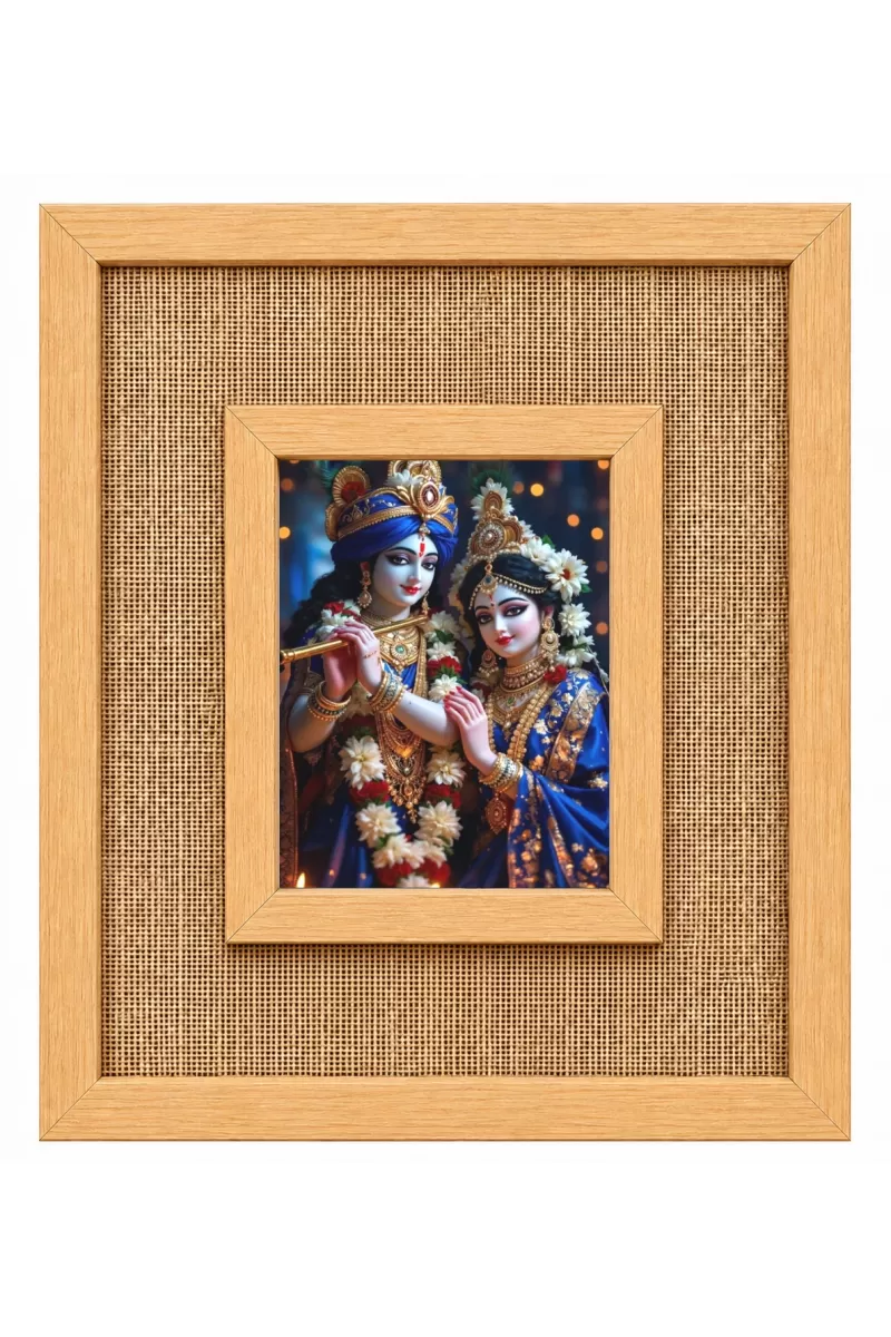 Radha Krishna Laminated Jute Wall Photo Frame, 14 X 16 Inch (F174317)