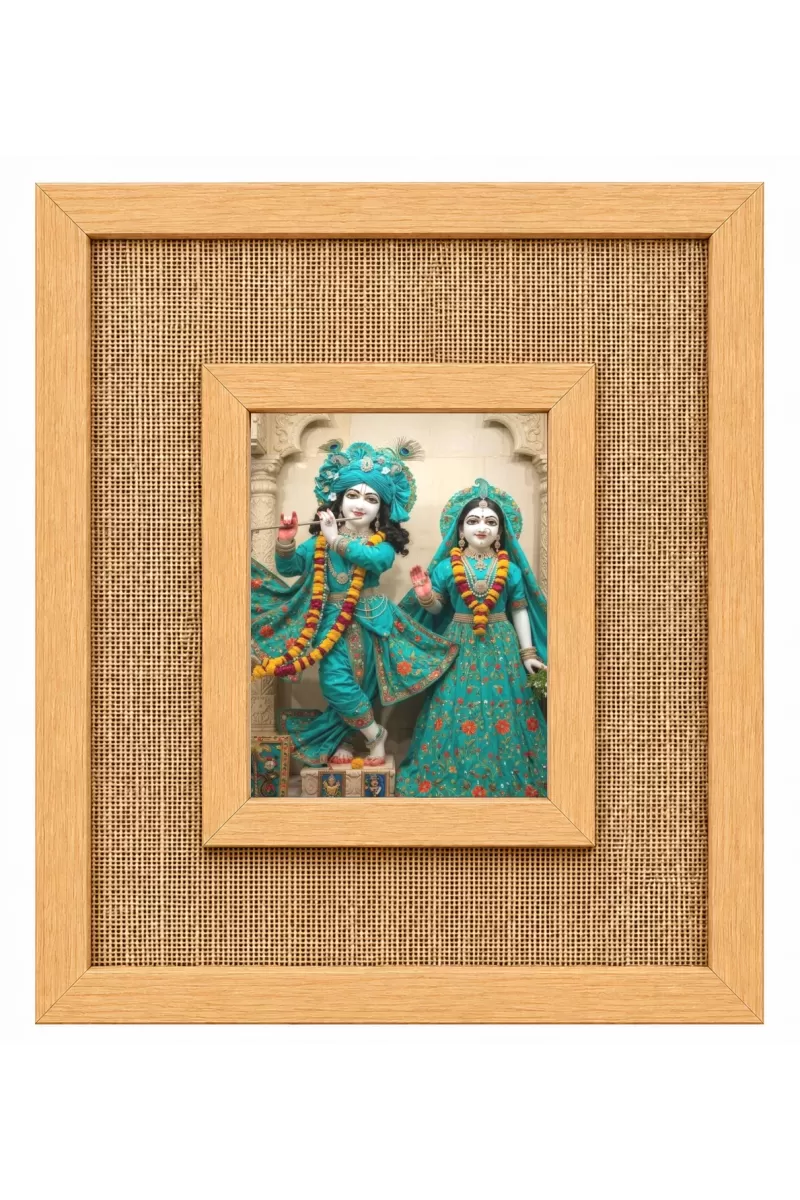 Radha Krishna Laminated Jute Wall Photo Frame, 14 X 16 Inch (F174318)