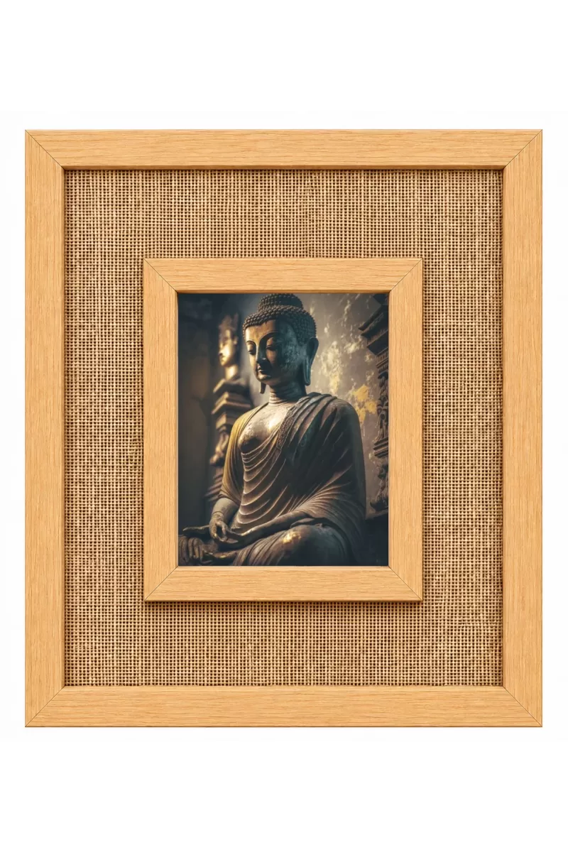 Buddha Laminated Jute Wall Photo Frame, 14 X 16 Inch (F174319)