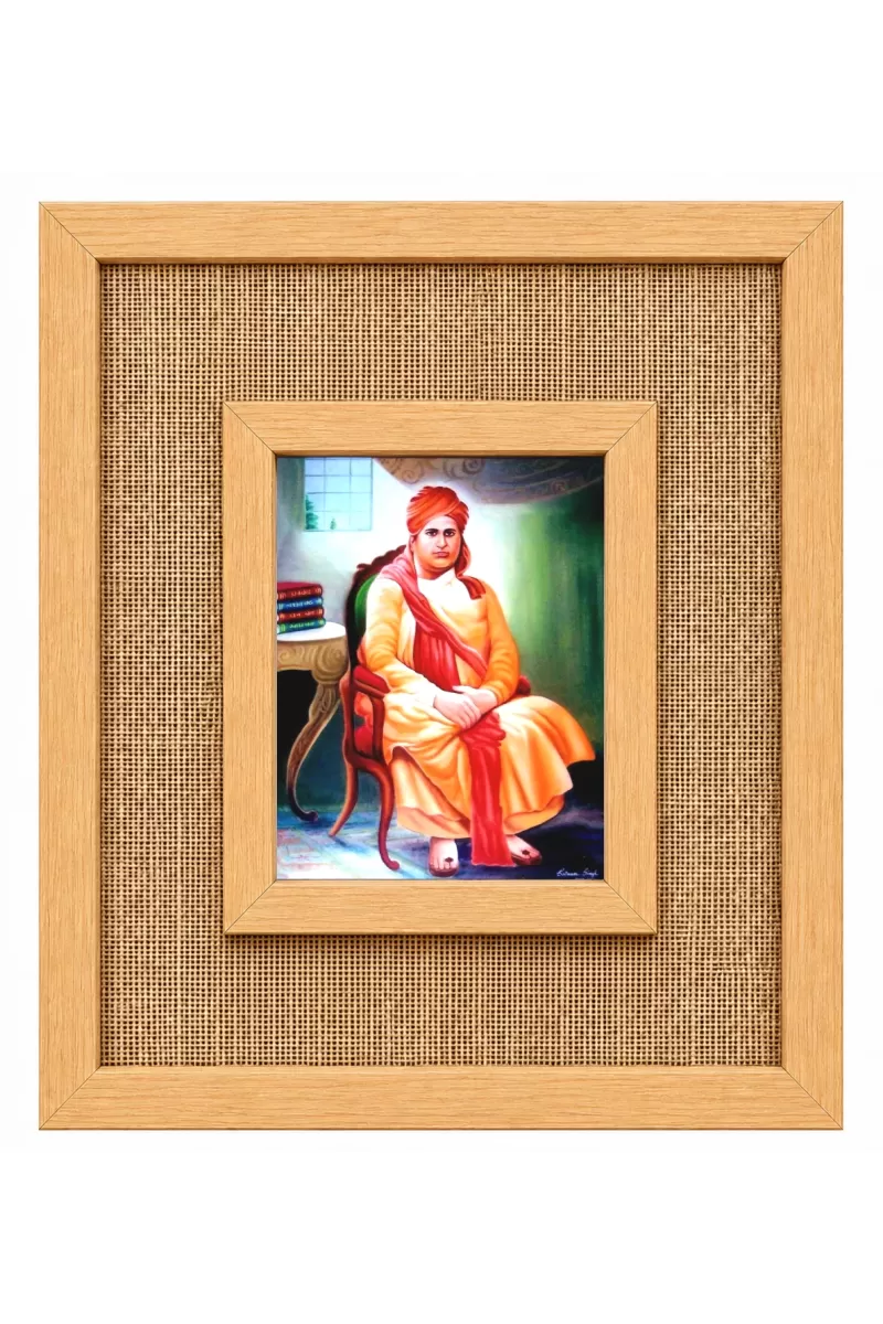 Swami Vivekananda Laminated Jute Wall Photo Frame, 14 X 16 Inch (F174321)