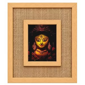 Durga Maa Laminated Jute Wall Photo Frame, 14 X 16 Inch (F174322)