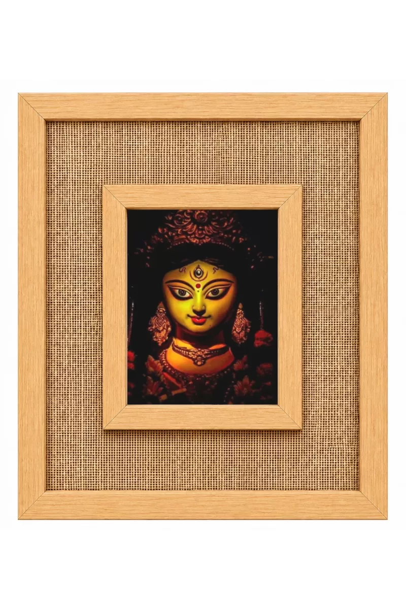 Durga Maa Laminated Jute Wall Photo Frame, 14 X 16 Inch (F174322)