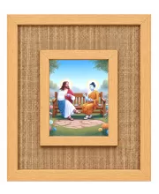 Jesus Christ And Buddha Laminated Jute Wall Photo Frame, 14 X 16 Inch (F174325)