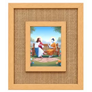 Jesus Christ And Buddha Laminated Jute Wall Photo Frame, 14 X 16 Inch (F174325) Jesus Christ And Buddha Laminated Jute Wall Photo Frame, 14 X 16 Inch (F174325)