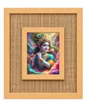 Lord Krishna Laminated Jute Wall Photo Frame, 14 X 16 Inch (F174326)