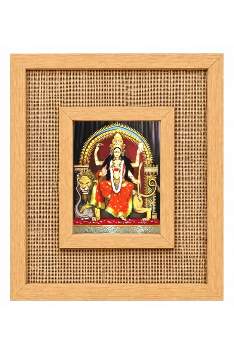 Maa Durga Laminated Jute Wall Photo Frame, 14 X 16 Inch (F174327)