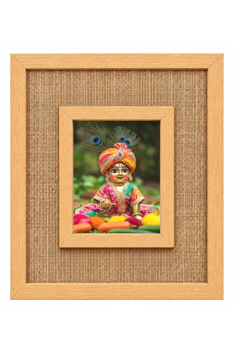 Lord Krishna Laminated Jute Wall Photo Frame, 14 X 16 Inch (F174330)