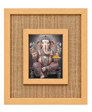Lord Ganesha Laminated Jute Wall Photo Frame, 14 X 16 Inch (F174332)