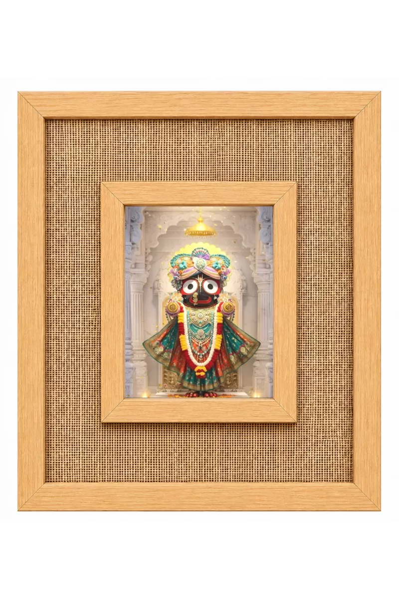 Lord Jagannath Laminated Jute Wall Photo Frame, 14 X 16 Inch (F174333)