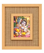 Lord Krishna Laminated Jute Wall Photo Frame, 14 X 16 Inch (F174334)