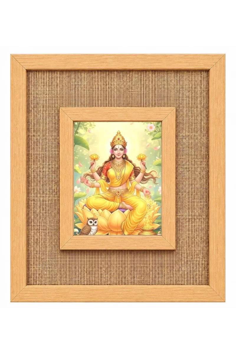Goddess Lakshmi Laminated Jute Wall Photo Frame, 14 X 16 Inch (F174336)