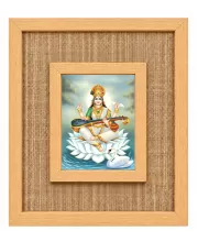 Goddess Saraswati Laminated Jute Wall Photo Frame, 14 X 16 Inch (F174337)