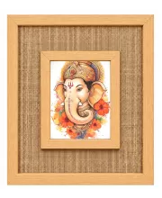 Lord Ganesha Laminated Jute Wall Photo Frame, 14 X 16 Inch (F174341)
