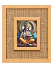 Lord Krishna Laminated Jute Wall Photo Frame, 14 X 16 Inch (F174342)