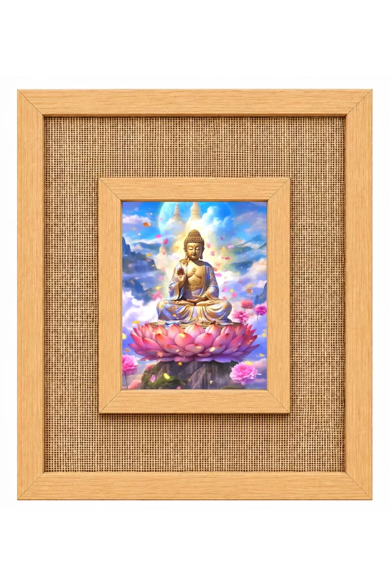 Buddha Laminated Jute Wall Photo Frame, 14 X 16 Inch (F174343)
