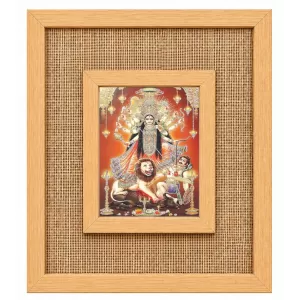 Durga Maa Laminated Jute Wall Photo Frame, 14 X 16 Inch (F174344)