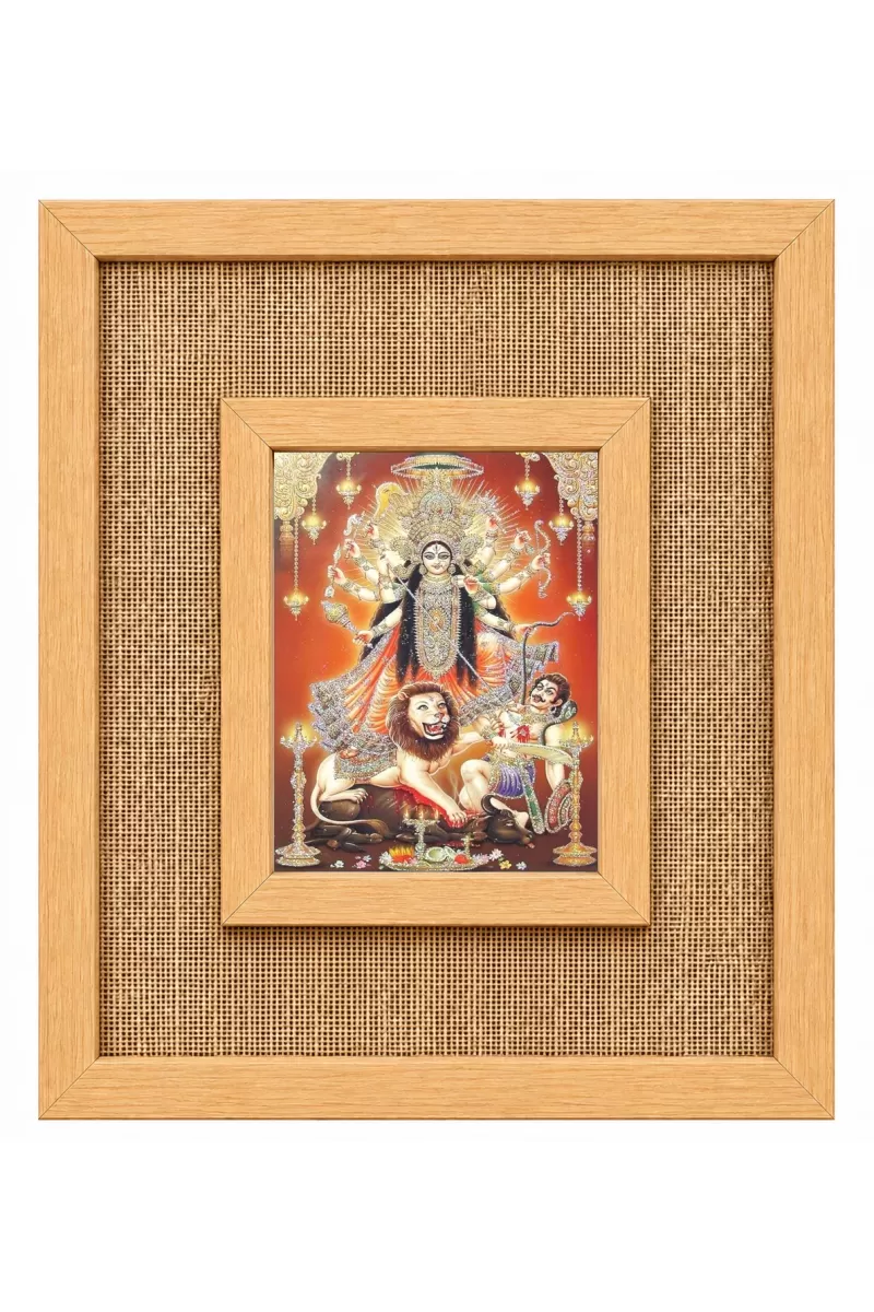Durga Maa Laminated Jute Wall Photo Frame, 14 X 16 Inch (F174344)