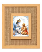 Lord Krishna And Hanuman Laminated Jute Wall Photo Frame, 14 X 16 Inch (F174348)