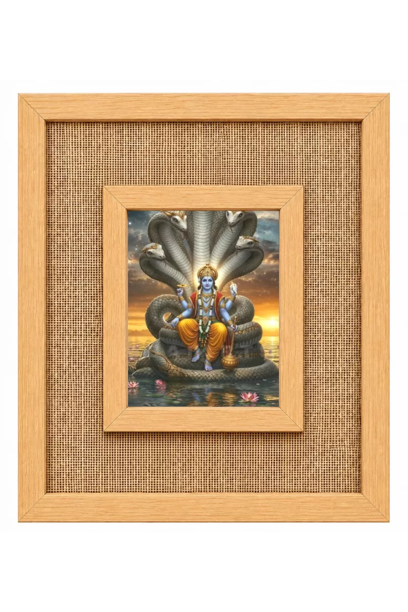 Lord Vishnu Laminated Jute Wall Photo Frame, 14 X 16 Inch (F174350)