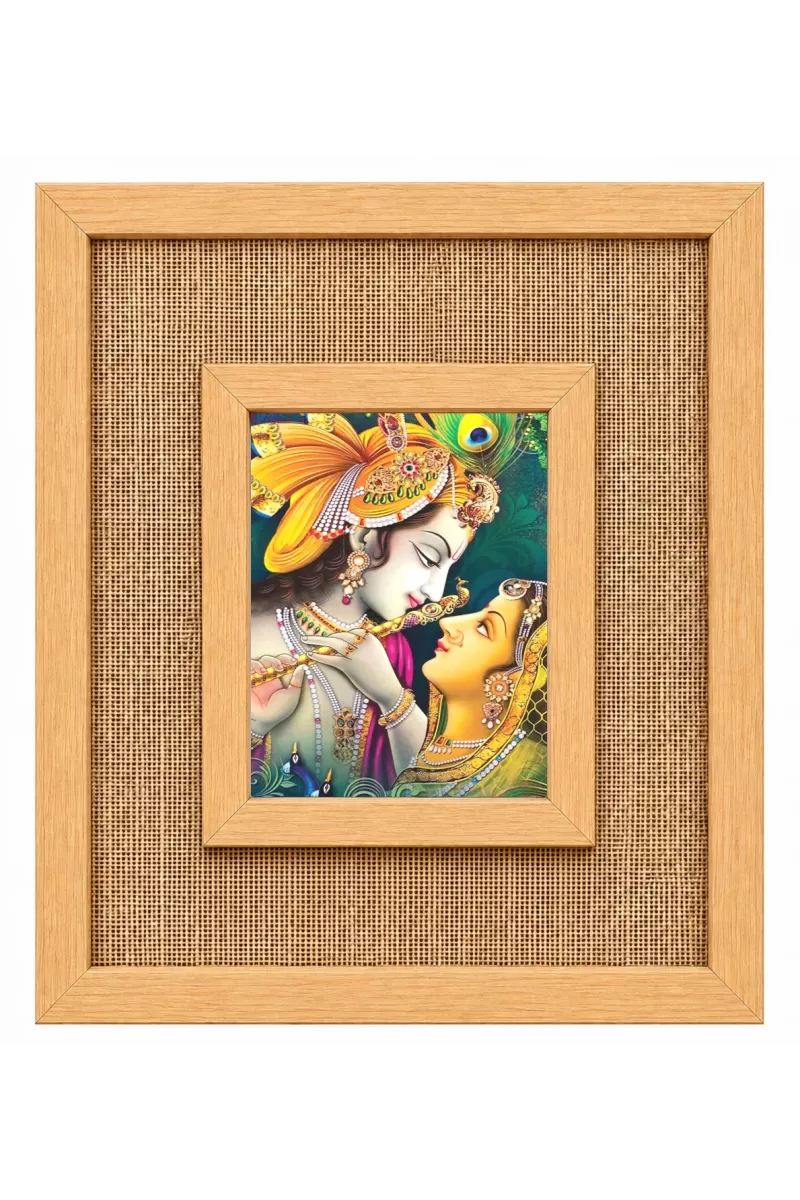 Radha Krishna Laminated Jute Wall Photo Frame, 14 X 16 Inch (F174352)
