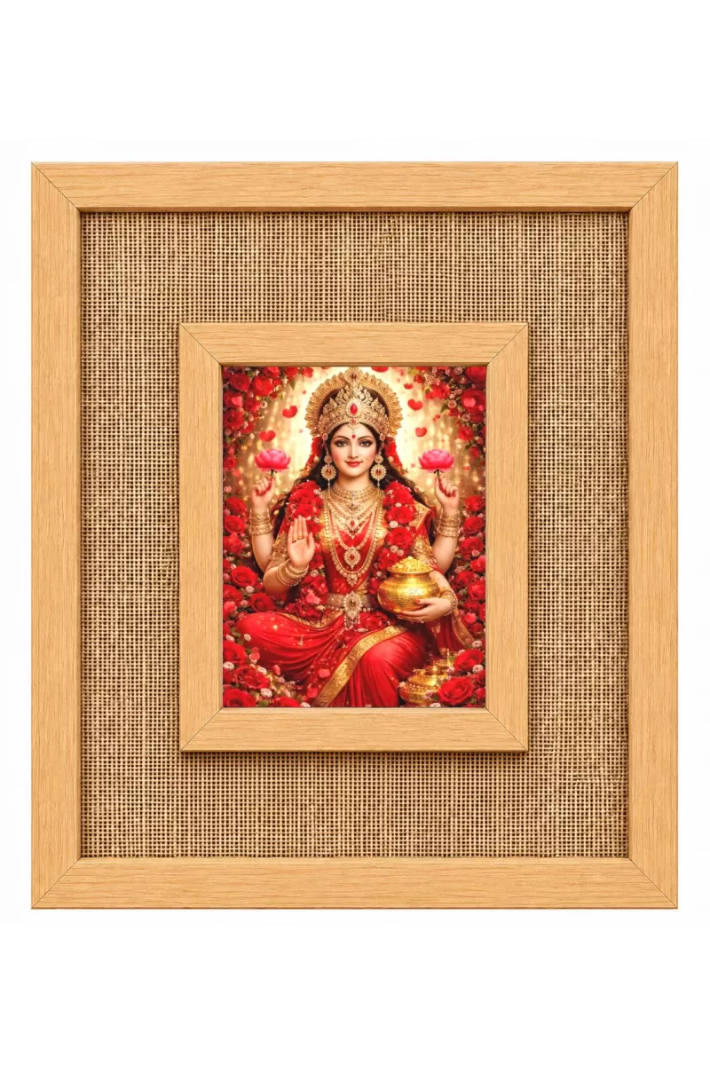 Goddess Lakshmi Laminated Jute Wall Photo Frame, 14 X 16 Inch (F174360)