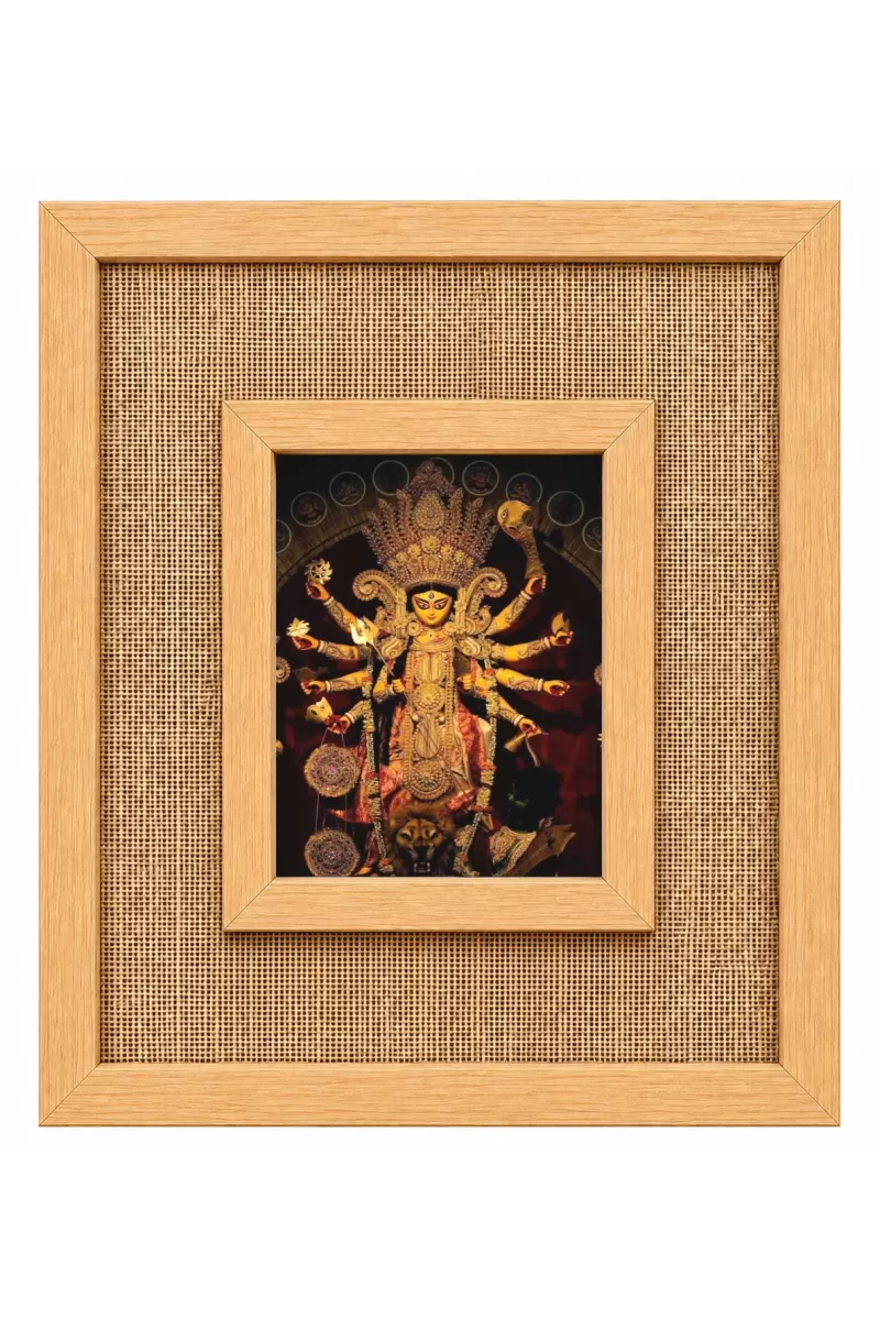 Durga Maa Laminated Jute Wall Photo Frame, 14 X 16 Inch (F174362)