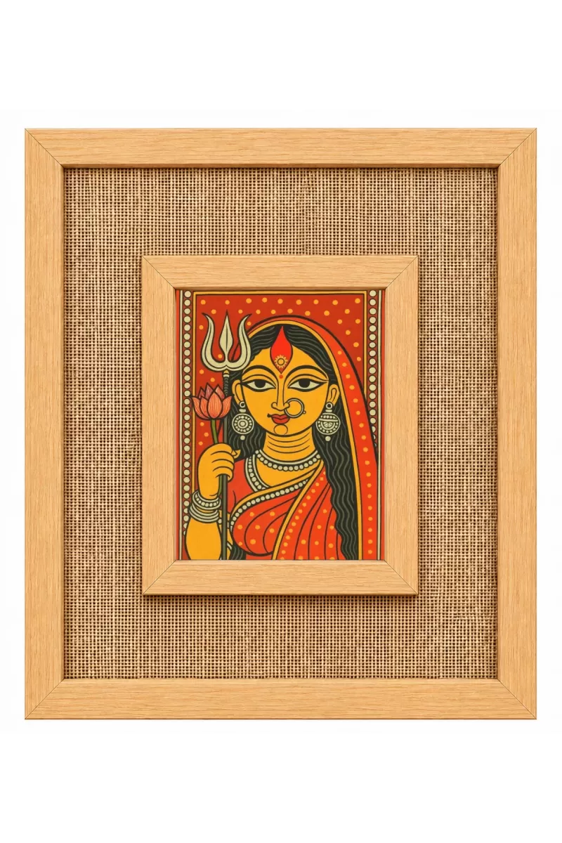 Durga Maa Laminated Jute Wall Photo Frame, 14 X 16 Inch (F174371)