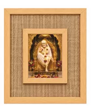 Shirdi Sai Baba Laminated Jute Wall Photo Frame, 14 X 16 Inch (F174373)