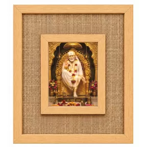 Shirdi Sai Baba Laminated Jute Wall Photo Frame, 14 X 16 Inch (F174373)