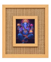 Lord Ganesha Laminated Jute Wall Photo Frame, 14 X 16 Inch (F174387)