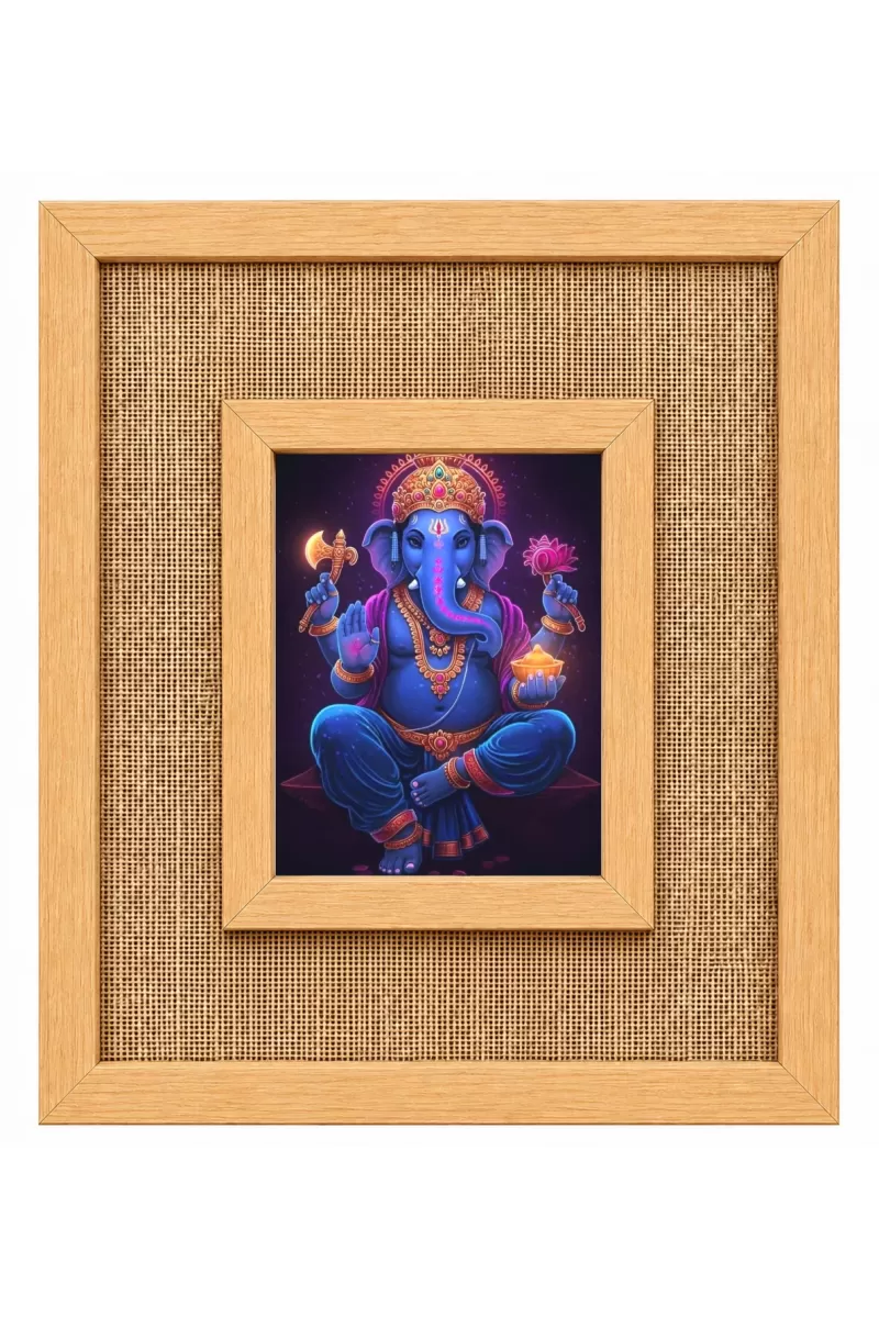 Lord Ganesha Laminated Jute Wall Photo Frame, 14 X 16 Inch (F174387)