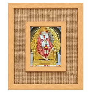 Shirdi Sai Baba Laminated Jute Wall Photo Frame, 14 X 16 Inch (F174394)