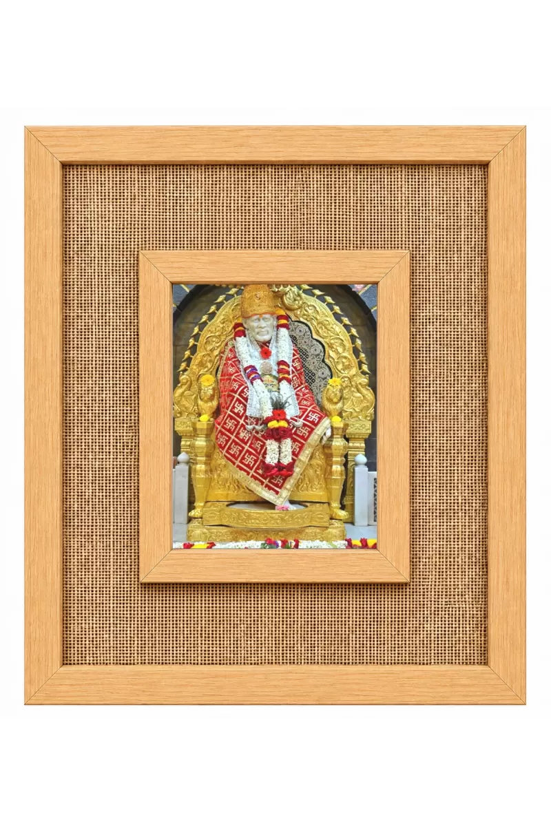 Shirdi Sai Baba Laminated Jute Wall Photo Frame, 14 X 16 Inch (F174394)