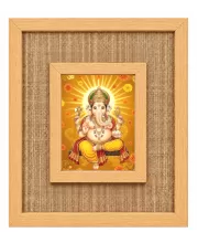 Lord Ganesha Laminated Jute Wall Photo Frame, 14 X 16 Inch (F174396)