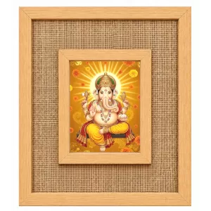 Lord Ganesha Laminated Jute Wall Photo Frame, 14 X 16 Inch (F174396)