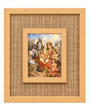 Lord Shiv And Parvati Laminated Jute Wall Photo Frame, 14 X 16 Inch (F174400)