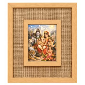 Lord Shiv And Parvati Laminated Jute Wall Photo Frame, 14 X 16 Inch (F174400)
