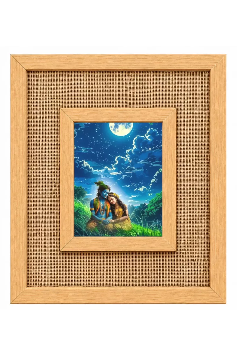 Radha Krishna Laminated Jute Wall Photo Frame, 14 X 16 Inch (F174402)