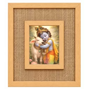Lord Krishna Laminated Jute Wall Photo Frame, 14 X 16 Inch (F174403) Lord Krishna Laminated Jute Wall Photo Frame, 14 X 16 Inch (F174403)