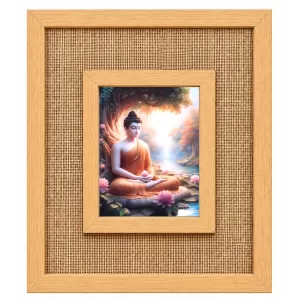 Buddha Laminated Jute Wall Photo Frame, 14 X 16 Inch (F174406)