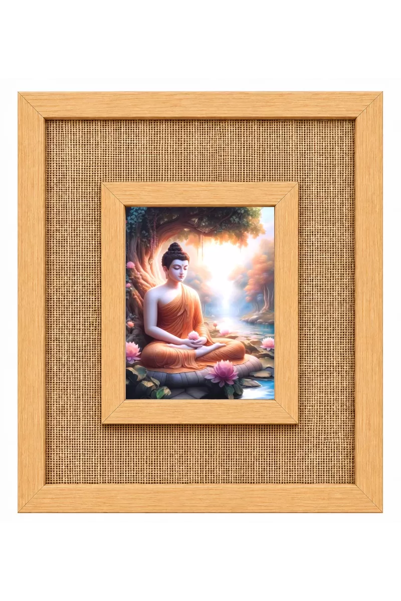 Buddha Laminated Jute Wall Photo Frame, 14 X 16 Inch (F174406)