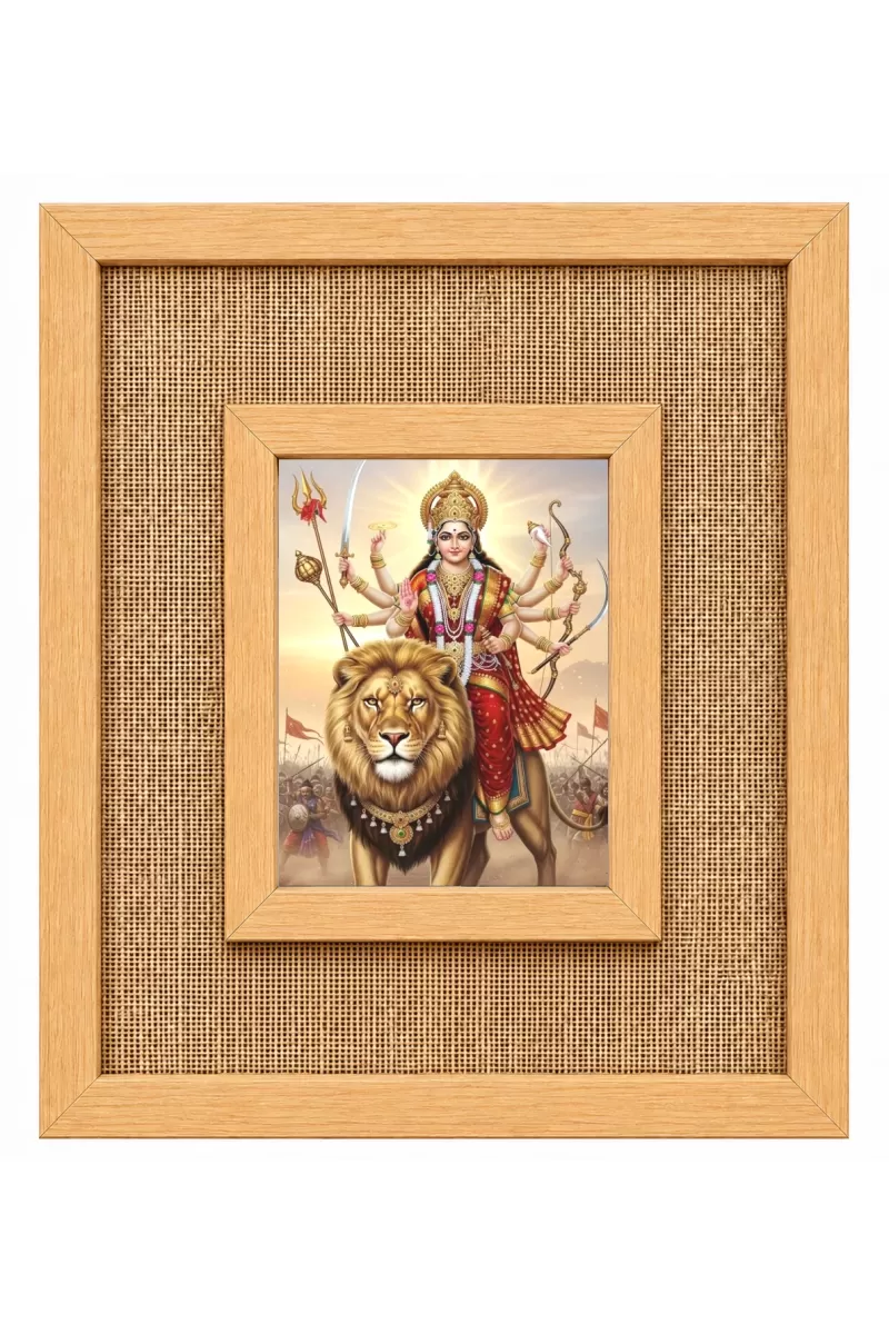 Durga Maa Laminated Jute Wall Photo Frame, 14 X 16 Inch (F174408)