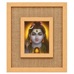 Lord Shiva Laminated Jute Wall Photo Frame, 14 X 16 Inch (F174411)