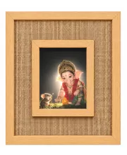 Lord Ganesha Laminated Jute Wall Photo Frame, 14 X 16 Inch (F174416)