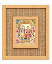 Goddess Lakshmi Narayan Laminated Jute Wall Photo Frame, 14 X 16 Inch (F174417)