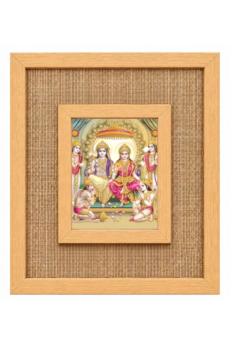 Goddess Lakshmi Narayan Laminated Jute Wall Photo Frame, 14 X 16 Inch (F174417)