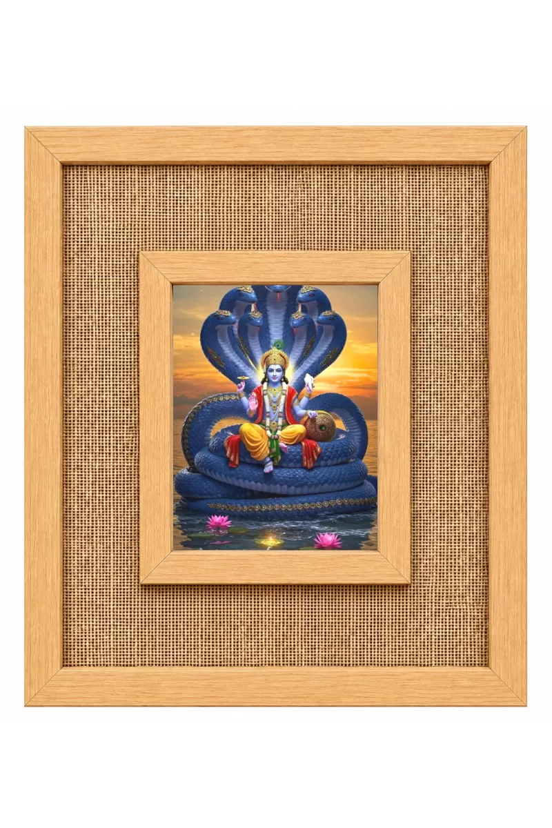 Lord Vishnu Laminated Jute Wall Photo Frame, 14 X 16 Inch (F174418)