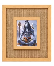 Lord Shiva Laminated Jute Wall Photo Frame, 14 X 16 Inch (F174419)