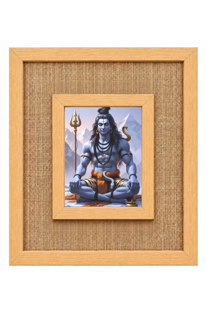 Lord Shiva Laminated Jute Wall Photo Frame, 14 X 16 Inch (F174419)